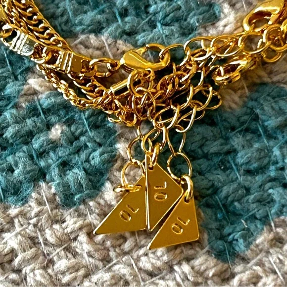 🏖️NWT 3-Piece Bracelet Set. Dainty Chain Link. 14k Gold Plated - Picture 4 of 10